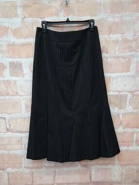 Apostrophe Black Pinstripe A-Line Skirt